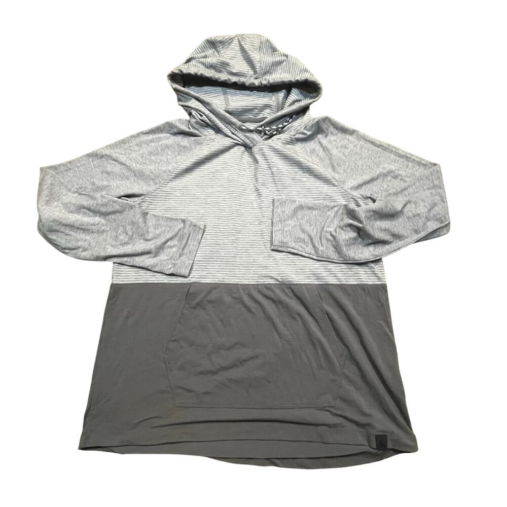 L.L.Bean Hooded Pullover XS Gray Lightweight Lounge Hiking‎ Athleisure Striped